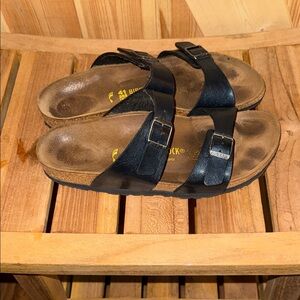 Birkenstock 265 Metallic Blue Leather Sandals